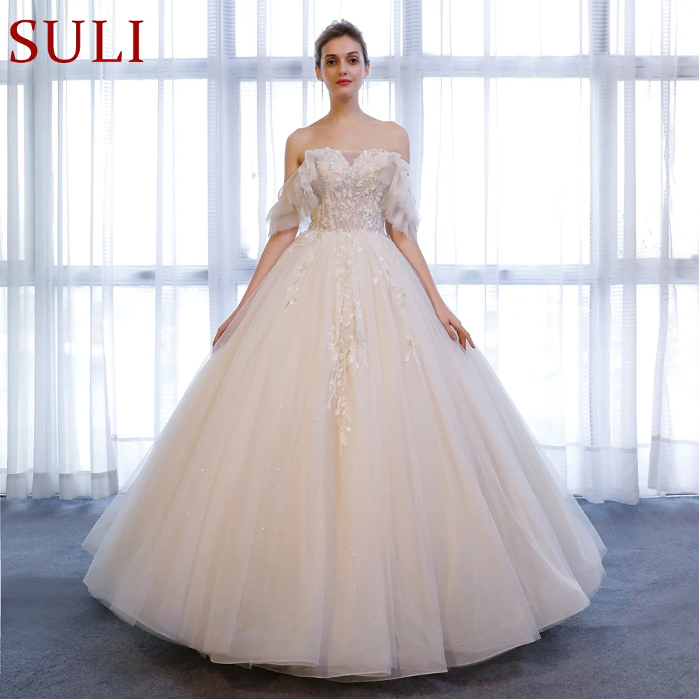 

SL-166 Cheap Beads Bridal Dress Tulle Lace Sweetheart Wedding Gown 2018 Church