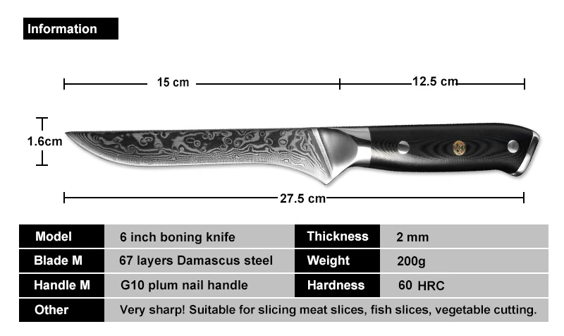 XITUO 6 дюймов обвалочный нож 67 слоев дамасской стали Острый срез мяса профессиональный выбор кости ломтики кухня шеф-повара специальный инструмент для приготовления пищи