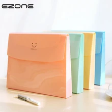 EZONE Candy Color File Bag Kawaii Smile Face Printed Document Bag File Folder A4 Organizer Paper Holder Office School Supplies