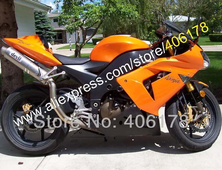 

Hot Sales,ZX10R Fairing for KAWASAKI Ninja ZX-10R ZX 10R 04 05 ZX10R 2004-2005 Orange Black Fairing Set (Injection molding)
