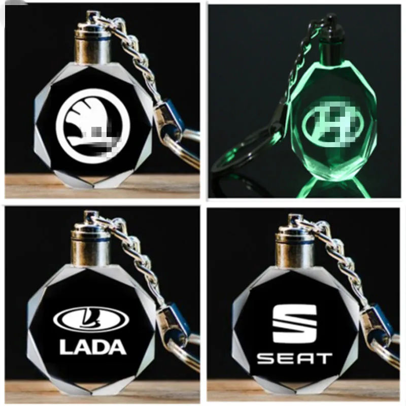 

3D Laser Engraved Crystal Car Key Ring for Fashion Brand New Auto Supplies Emblem Keychain Car Key Chain Drop Shipping