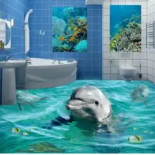 Водостойкая напольная роспись на заказ фото самоклеющиеся 3D Пол 3d Пол обои милый Дельфин пол Фреска