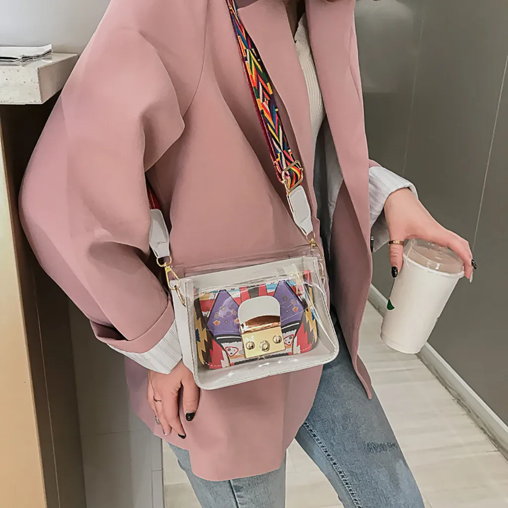 

MUQGEW Small Crossbody Bags For Women 2019 Wild Messenger Transparent Cover Flap Jelly Bag Shoulder Bag Organizer bolsa feminina