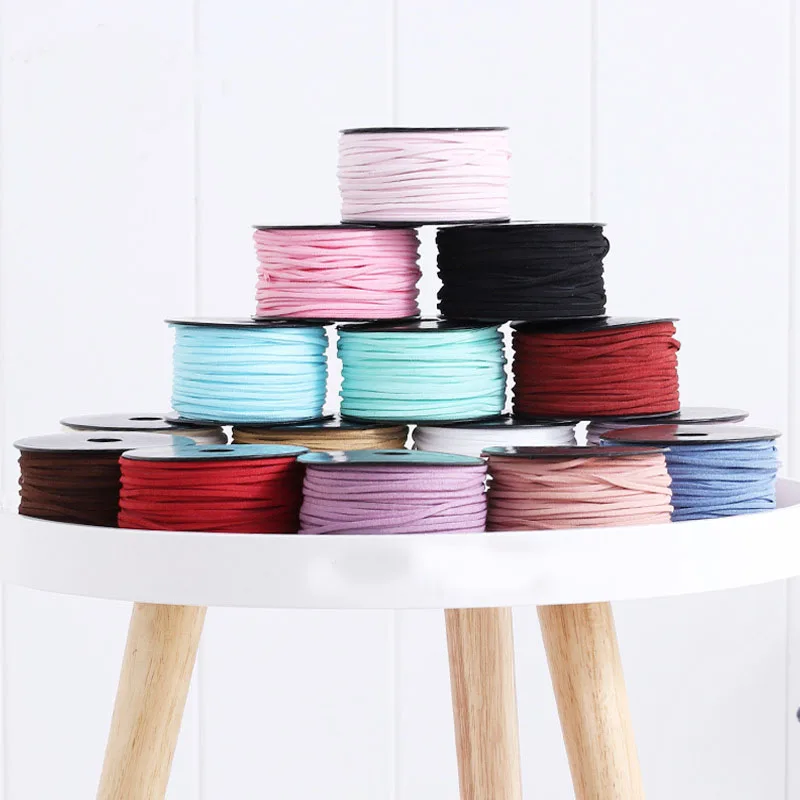 

3mm*50y/lot DIY Handmade Faux Suede Leather Ribbons Flower Gift Wrapping Decor Florist Accessories Materials