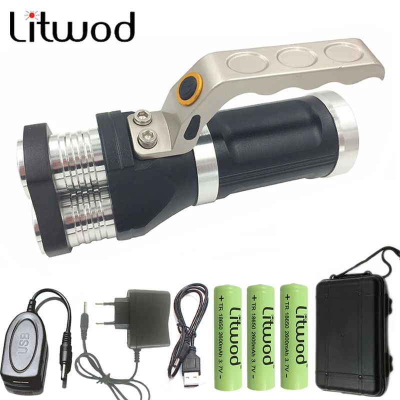 

Litwod Z20 LED flashlight 3 PCS XM-L T6 Rechargeable Portable Light Hand Lamp 6000LM 3 model with function Power Bank For