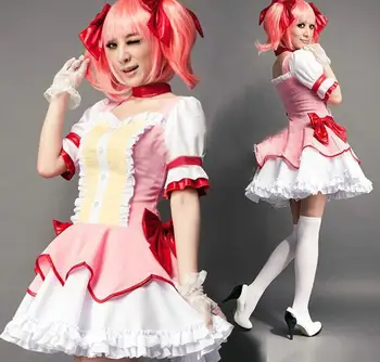 

New Japan Anime Puella Magi Madoka Magica Cosplay Costumes Kaname Madoka Princess Dress Maid Dress for Hot Sale