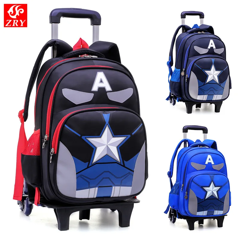 

Kids Trolley Schoolbags for Teenager Orthopedic Waterproof Backpack Children 6 Wheels Removable Bookbags Boys Trolley Travel Bag