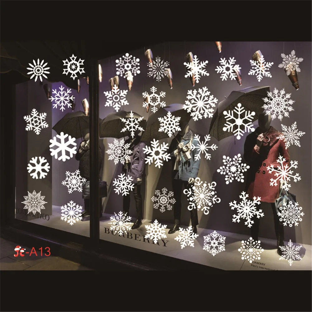 White Christmas Window Stickers No Glue New Year Stickers Decoration Xmas Christmas Stickers Window Glass