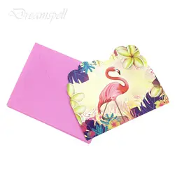 6 шт./лот карты + 6 шт./лот конверты новый милый Фламинго вечерние бумажные Пригласительные открытки для маленьких День рождения предметы для