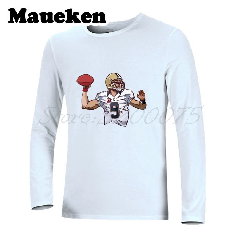 Men Autumn Winter #9 Drew Christopher Brees T-Shirt Long Sleeve Tees T SHIRT New Orleans MVP W1029051