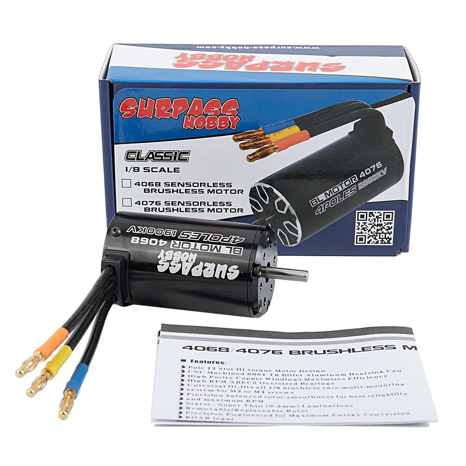 

2018 New Arrival SURPASS HOBBY 4068 1900KV 4P Sensorless Brushless Motor for 1/8 RC Racing Car Truck Truggy On Road