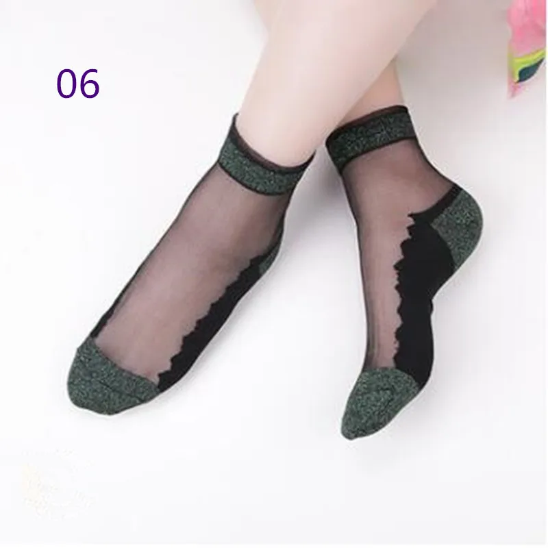 Women Summer Shiny Socks Ultrathin Transparent Sparkling Crystal Silk Quartz Fiber Slim Girl Ankle Meias Chiffon Sox|socks fashion|socks anklesox