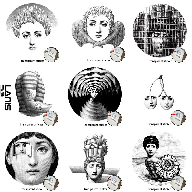 NO.113-140 дизайнерские обои Fornasetti, прозрачные наклейки на стену для украшения стен, гостиной, 1 шт