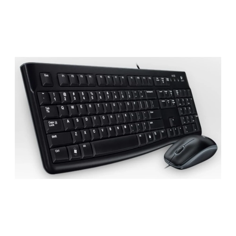 Logitech Desktop MK120, Swiss, Alambrico, USB, QWERTZ, Negro, Raton incluido