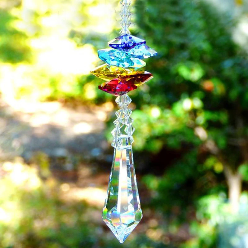 1PCS Hanging Suncatcher Crystal Teardrop Prisms Fengshui Rainbow Window