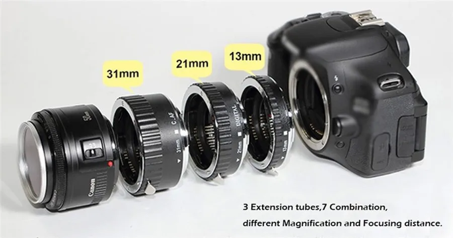 Металлическая макроудлинительная Автоматическая труба для Kenko Canon EF-S объектив 1300D 1200D 1100D 60D 70D 550D 600D 6D 7D T5i T4i