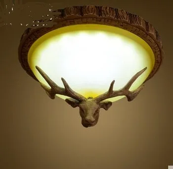 

Antlers American Bedroom Ceiling Lamps Nordic Living Room Balcony Creative Personality Aisle Glass Lights CL
