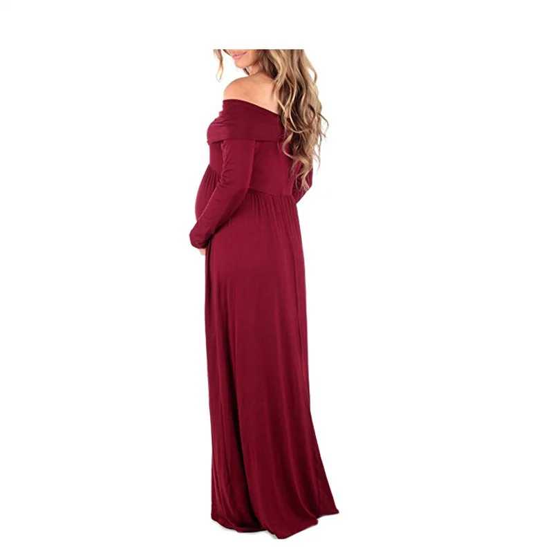 Maternity Long Dress For Photo Shooting  Maternty Photography Props Short Sleeve Shoulderless Pregnant Clothes