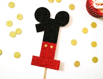 

6pcs Handmade mouse Mouse Age Glitter Cake Topper - Birthday, Number