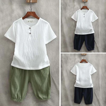

Age For 4-13Yrs Cute Boys Summer Clothing Kid Short Sleeve+Solid Color Short Pants 2Pcs Outfits Kids Fashion Toddler Boy Clothes