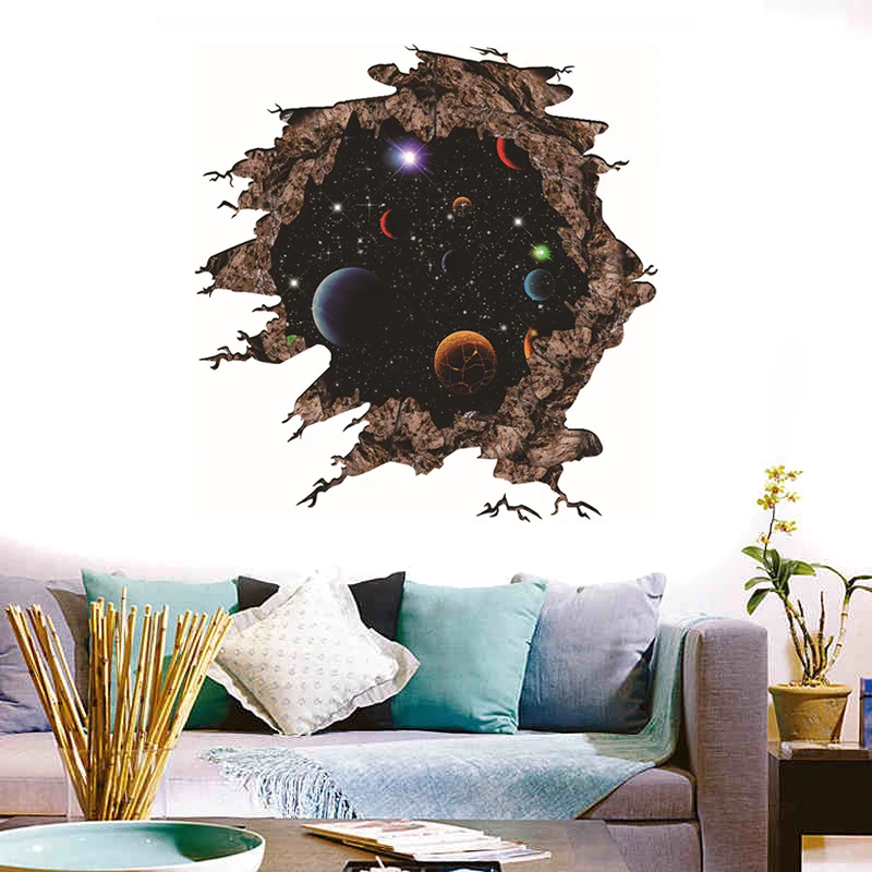 1pc 3D Outer Space World Universe Planet Wall Sticker Home Room Decor Removable New