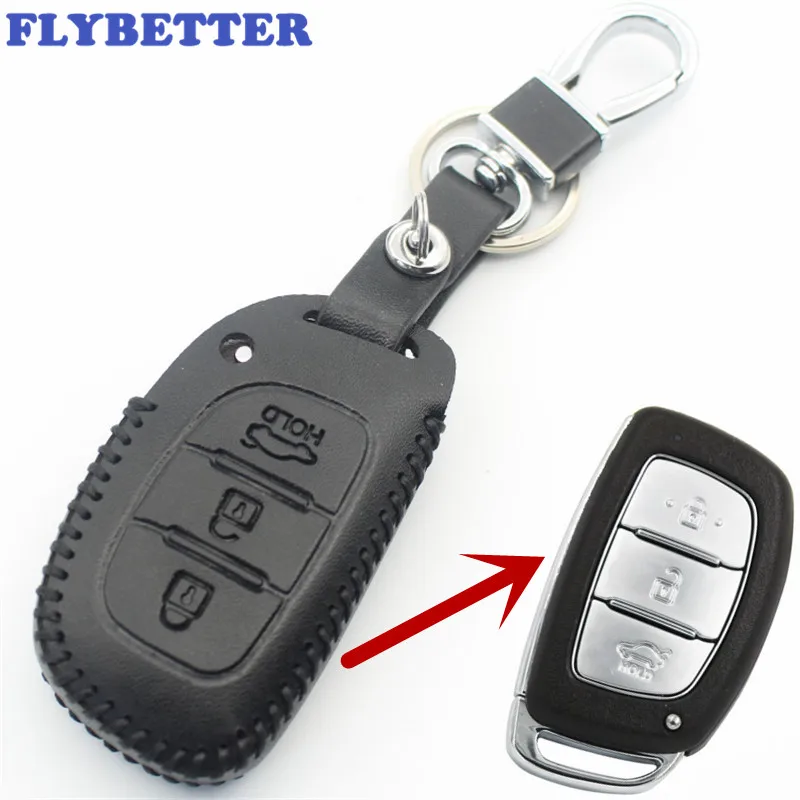 Чехол FLYBETTER для Hyundai IX35/Verna/Elantra из натуральной кожи с 3 кнопками и умным ключом