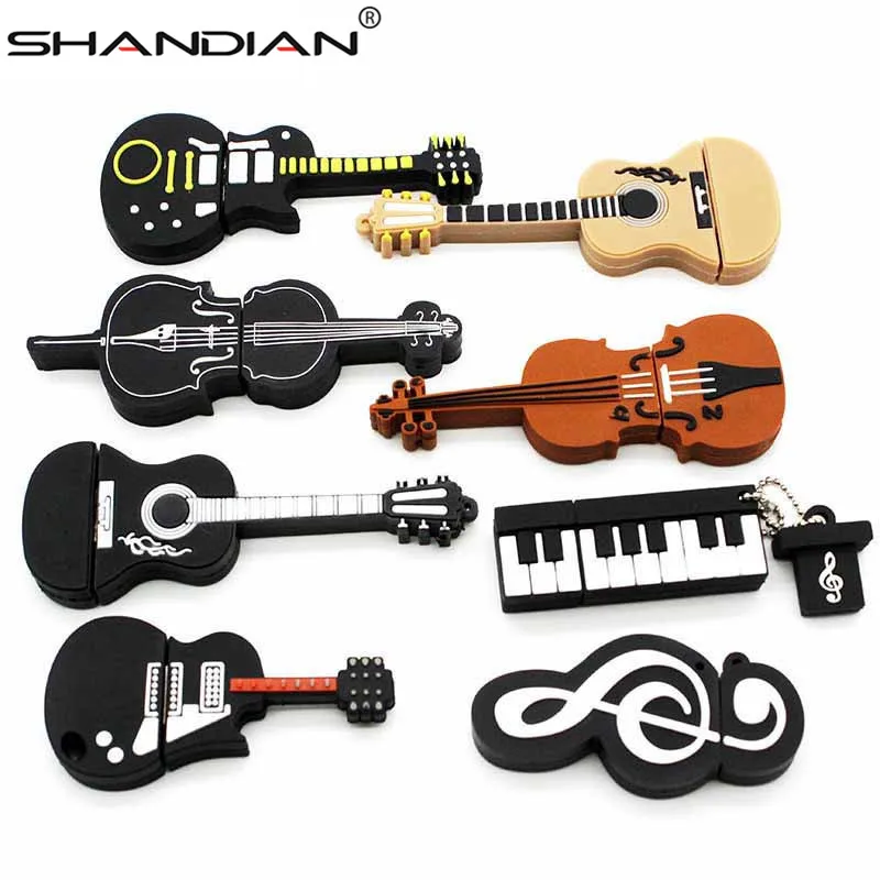 

SHANDIAN hot selling Cartoon Musical instrument USB Memory Stick usb 4gb/16gb/32g/64GB Piano guitar Pendrive gifts free shipping