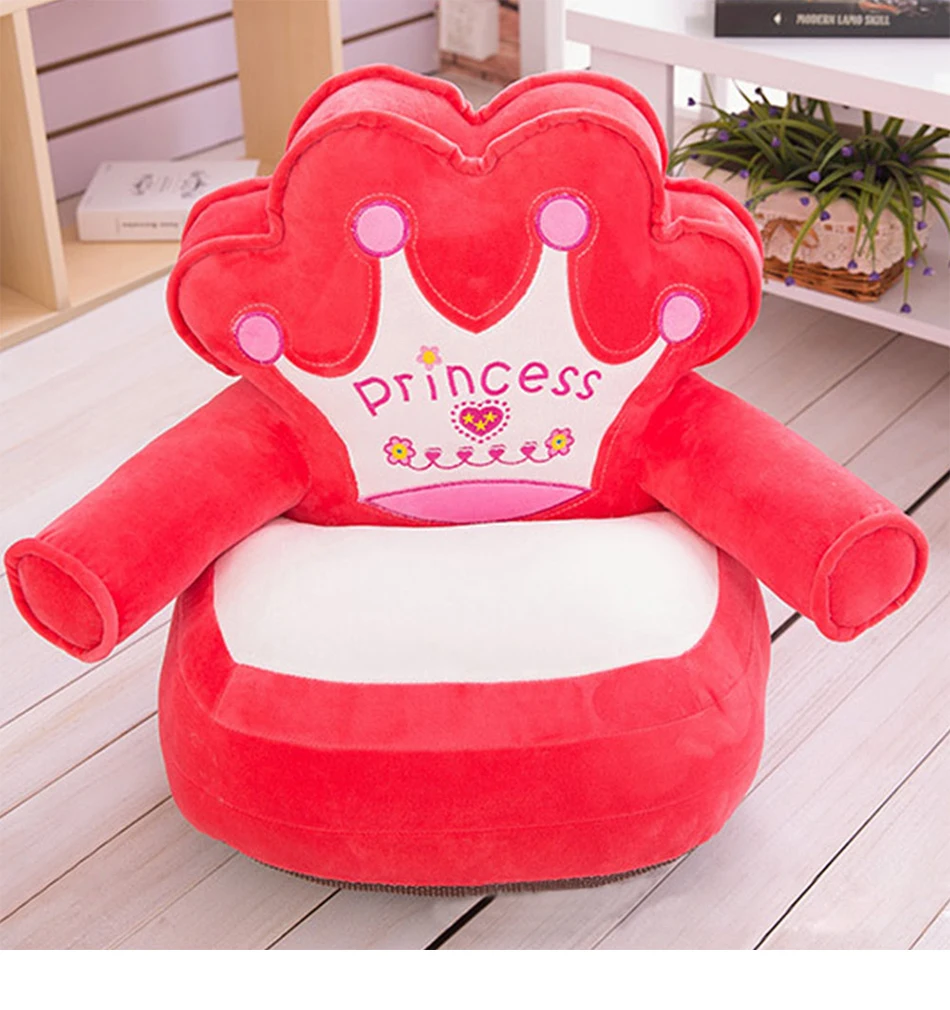 Only Cover NO Filling New Baby Kids Cartoon Soft Sofa Cover Crown Bear Seat Children Comfortable Puff Skin Toddler Children Sofa