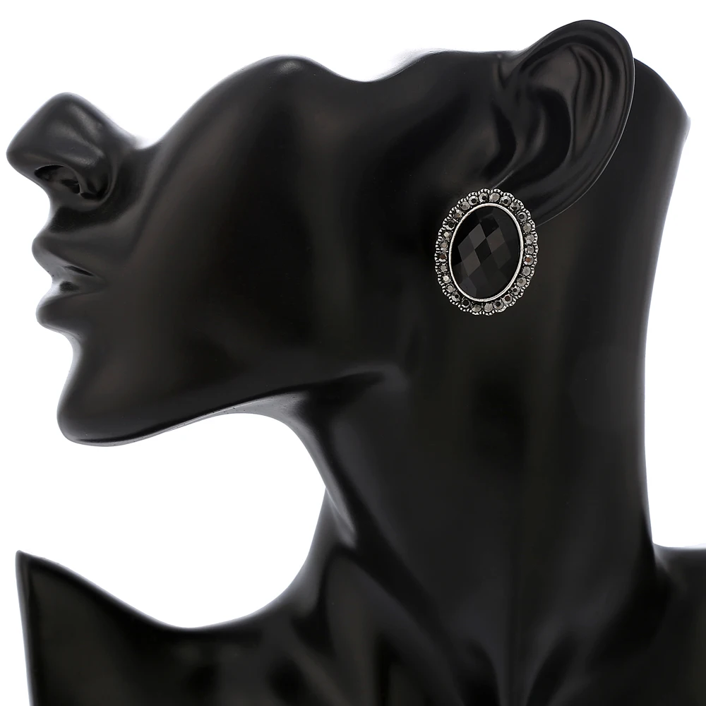 Бренд, очаровательные модные темпераментные Ретро Винтажные серьги, Преувеличенные черные камни, серьги-гвоздики с драгоценными камнями для женщин, brincos XY-E195