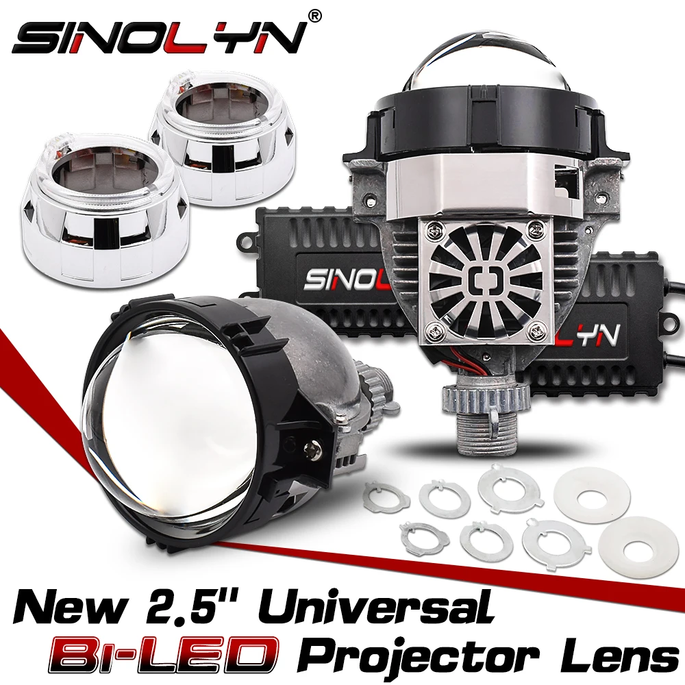 Sinolyn 2 5 ''Bi светодиодный объектив ангельские глазки фары линзы H4 H7 H1 9005 9006