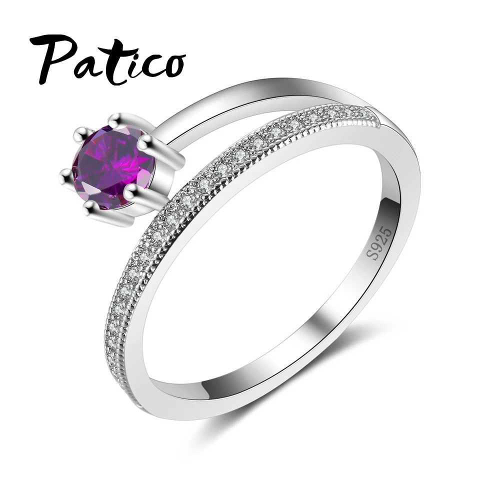 

PATICO Factory Price Female 925 Sterling Silver Finger Rings Full Shiny CZ Cubic Zirconia Stone Wedding Jewelry Accessories