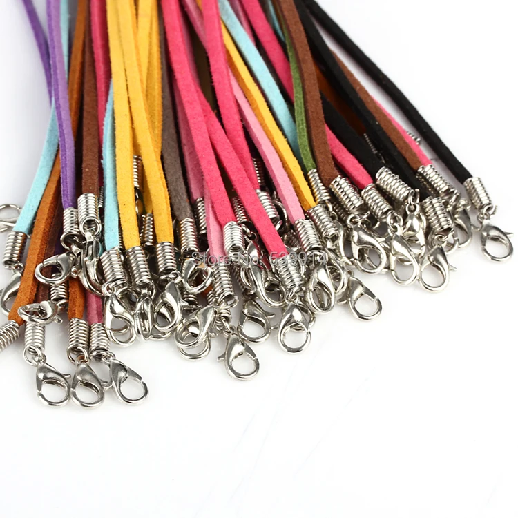 3 мм 17-18 дюймов Регулируемый замшевый шнур для ожерелья разных цветов с застежкой "Лобстер" 60 шт./лот