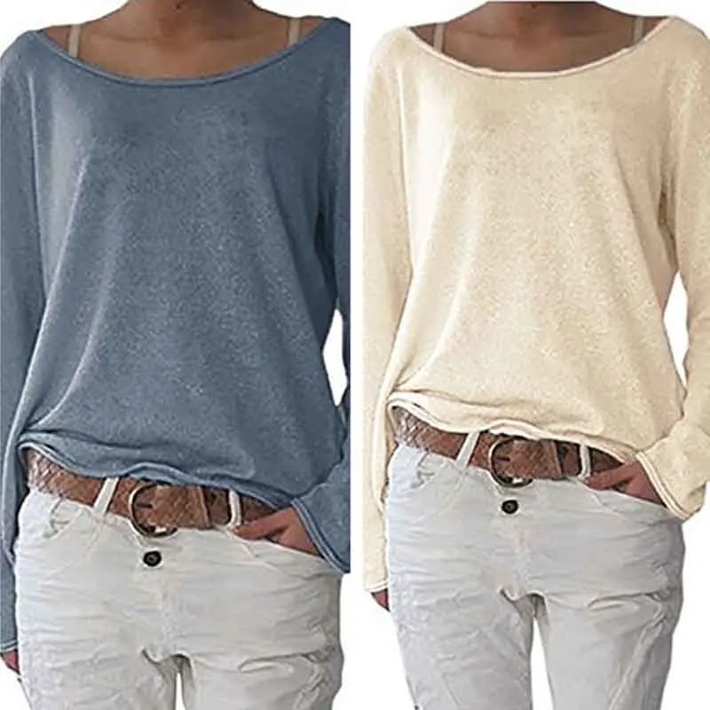 2018 New Hot Sell Women Spring Long Sleeve O-neck Knitted Short T-shirt Pure Colour Loose Comfortable Casual Tee Shirt Femme | Женская