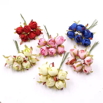 

6Pcs/Lot 1.5cm High Quality Nonwovens Rose Bouquet For Diy Handmade Clothing Home Textiles Wedding party festival Accessories