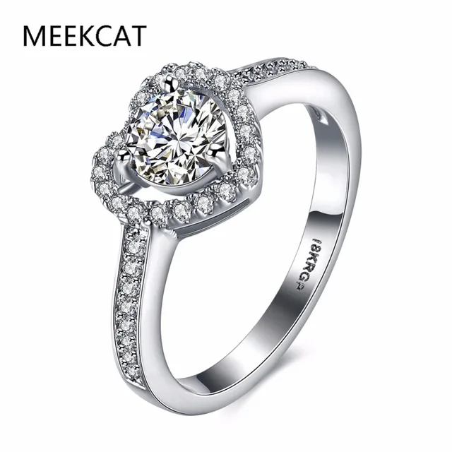 Meekcat Heart Shape 18kgp White Gold Color Jewelry Ring Aaaaa Level Meekcat Heart Shape 18kgp White Gold Color Jewelry Ring Aaaaa Level Cz Wedding Band Engagement Rings