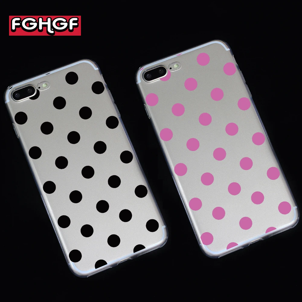 

Cute Polka Dots clear TPU phone Cases For iphone X case soft TPU Case for iphone 6 6s 7 8 plus 5 5s phone back cover