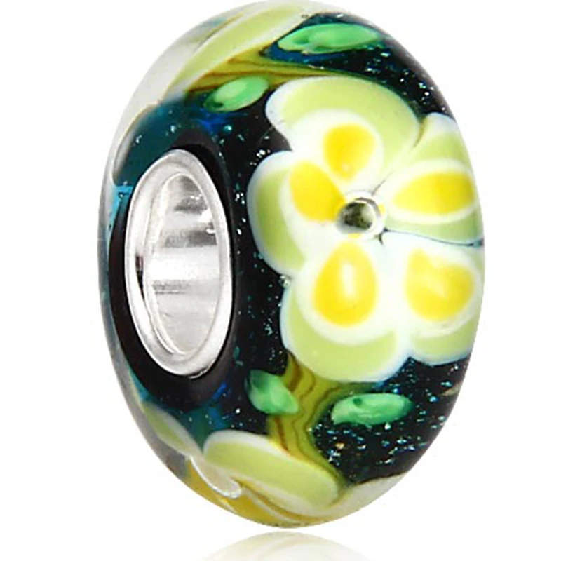 Стеклянная бусина Soulbead с радужными сердечками из серебра 925 пробы Европейский
