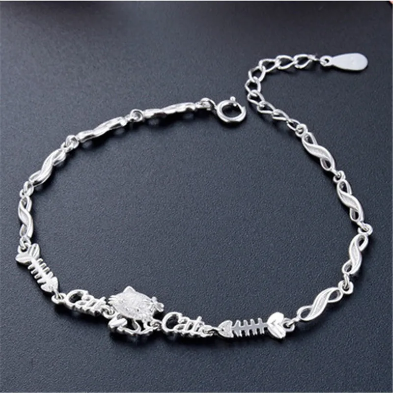 

designer hello kitty fish cat letter bracelets 925 sterling fine jewelry female,China bracelet gold rose Suppliers