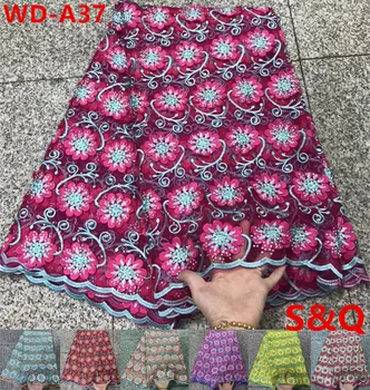 

5yards african french lace fabric with stone high quality latest african laces 2018 nigerian lace fabrics for dress WD-A37