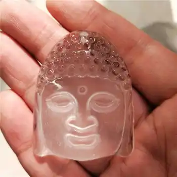 

Natural White Crystal STone Buddha Head Pendant men women fashion pendant + free rope Free shipping