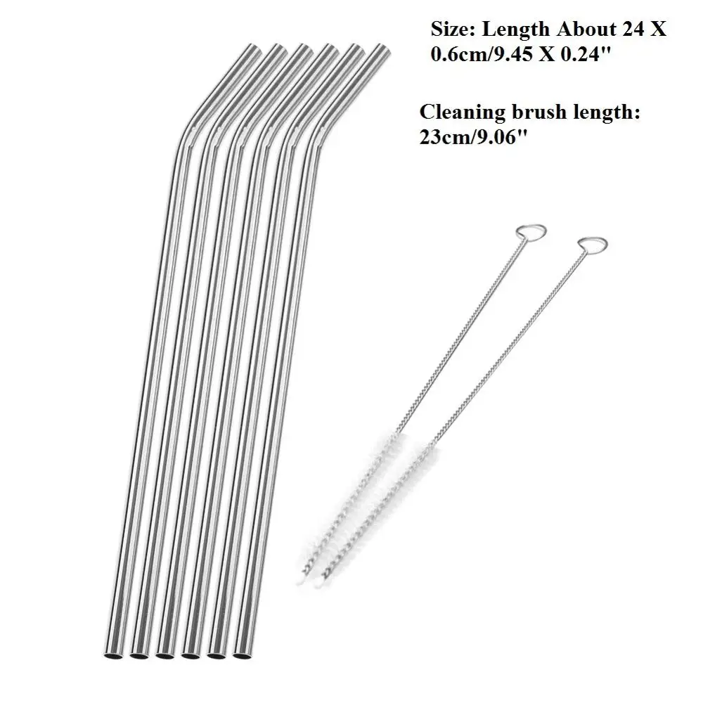 4/6/8 шт. металлическая соломинка Многоразовые питьевой Нержавеющая сталь соломенная шляпа с Чистящая Щетка для кружек Барные аксессуары - Цвет: 03