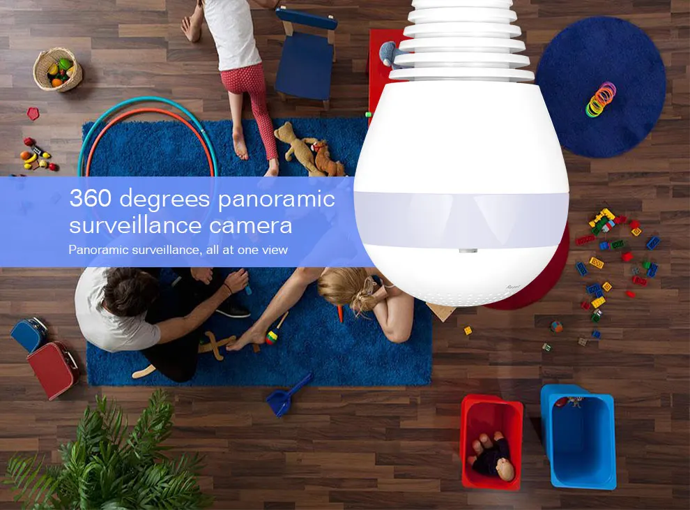 960P 360 Degree Wireless Panoramic IP Camera LED Bulb Lamp Mini WIFI CCTV Alarm 3D VR Camera Smart Home Security Free APP Alarm_F1