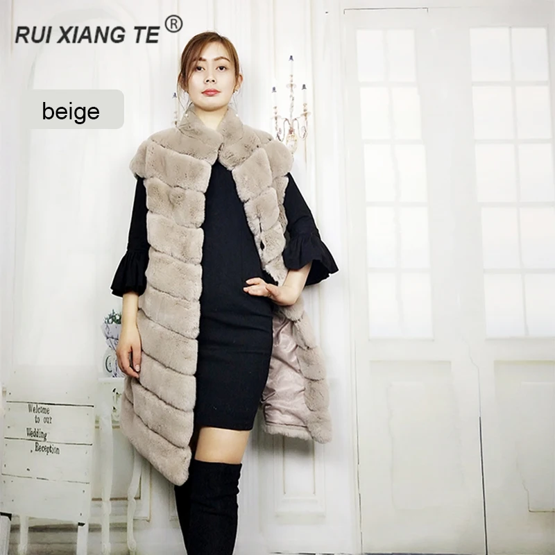 RuiXiangTe женский натуральный мех бобёр теплый длинный жилет пальто 2019 воротник