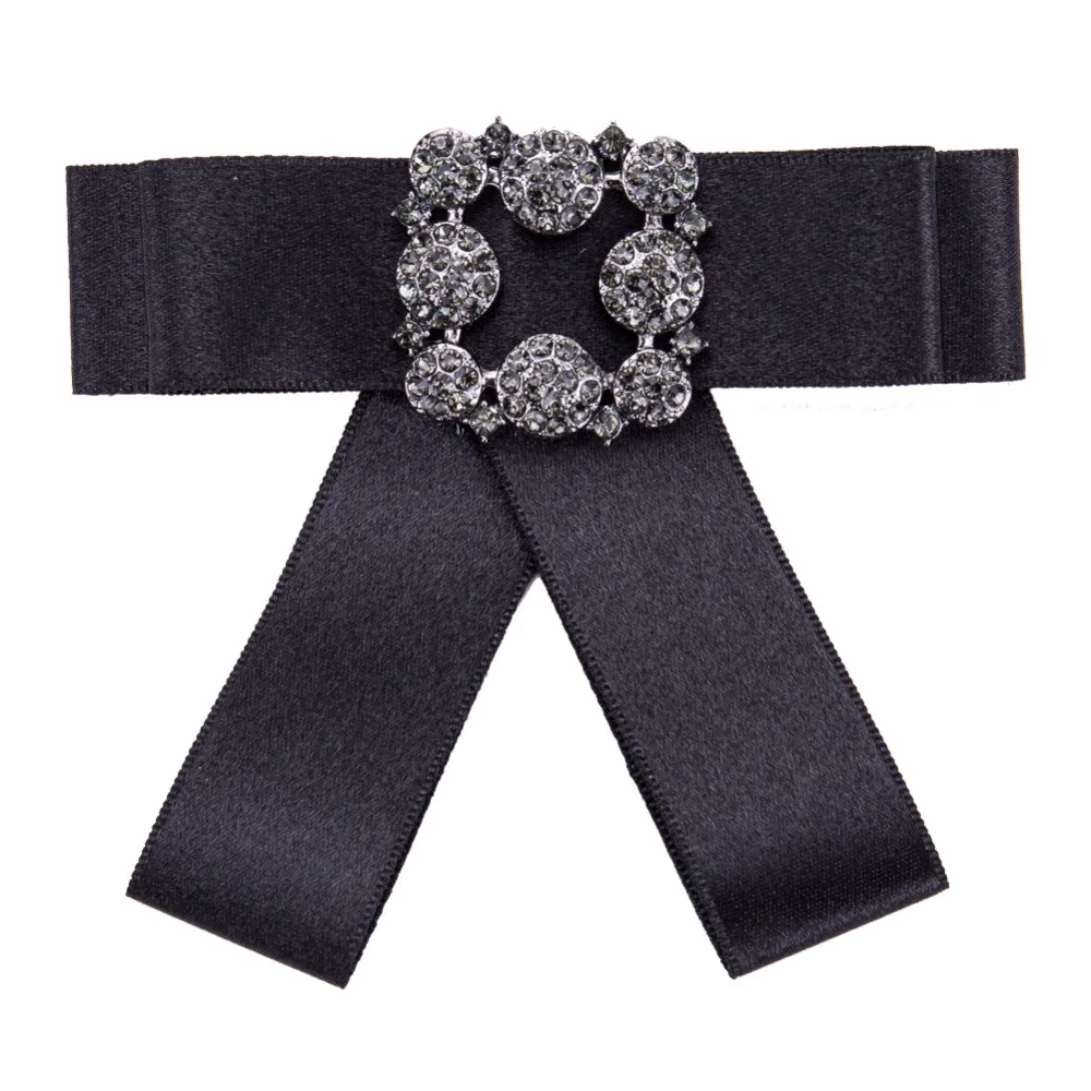 Multi layered Ribbon Fabric Bow Brooch Pins Rhinestone Shirt Brooches ...