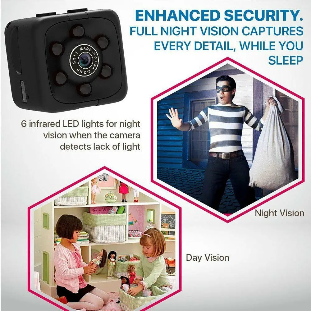  COP CAM Security Camera Video Motion Detection 32GB Card SQ11 Mini Cam Black