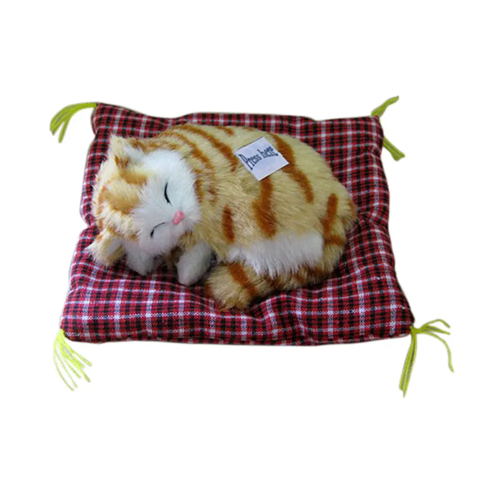 Children Toy Lovely Simulated Cat Ornaments Plush Press Miaul Sleeping Cats With Sound Toys Kids Boys Girls Gifts YJS Dropship