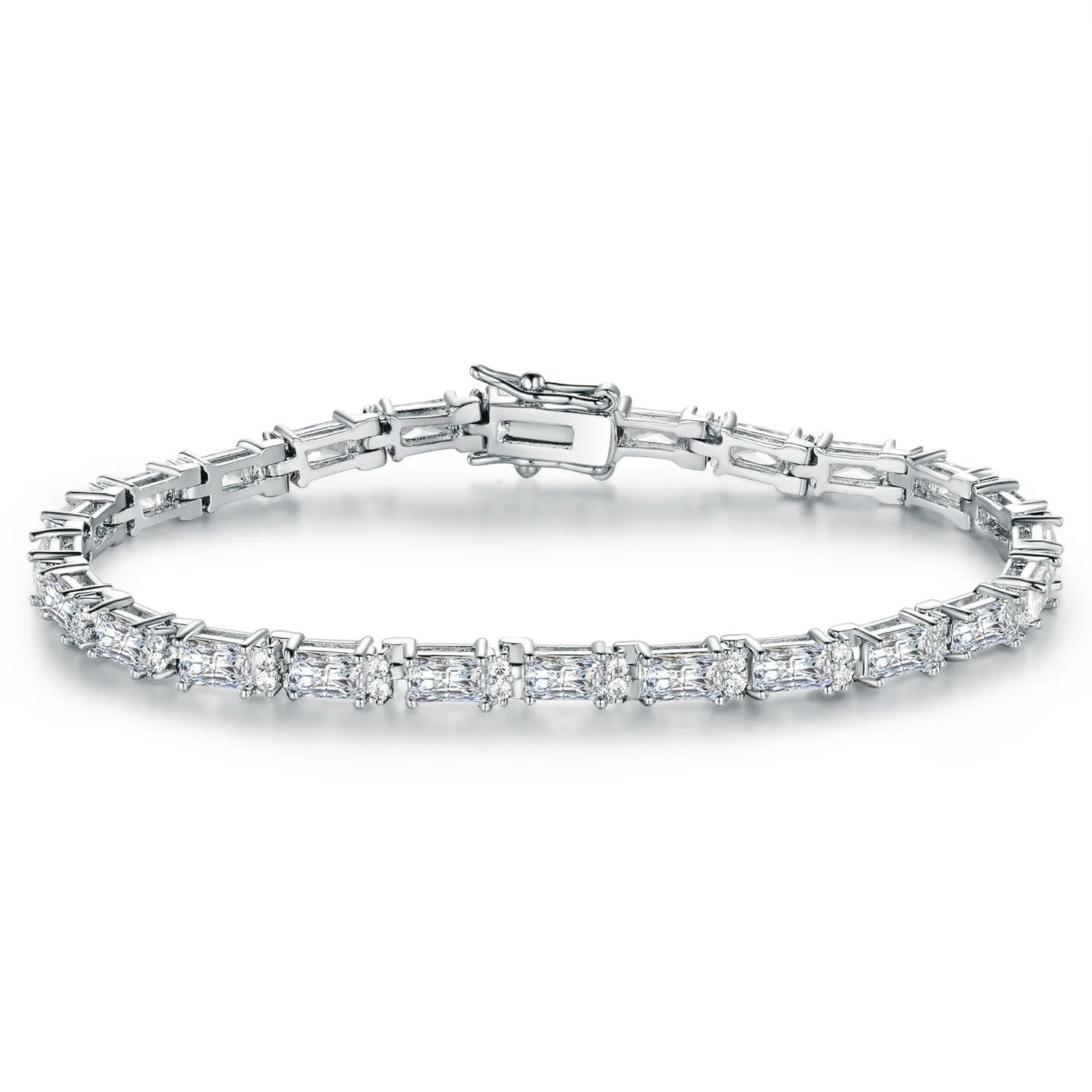 

Wholesale Jewelry Original Brand Bracelet Women Zircon Diamond Engagement Bracelet 18K White Gold Plated Hand Chain with Box