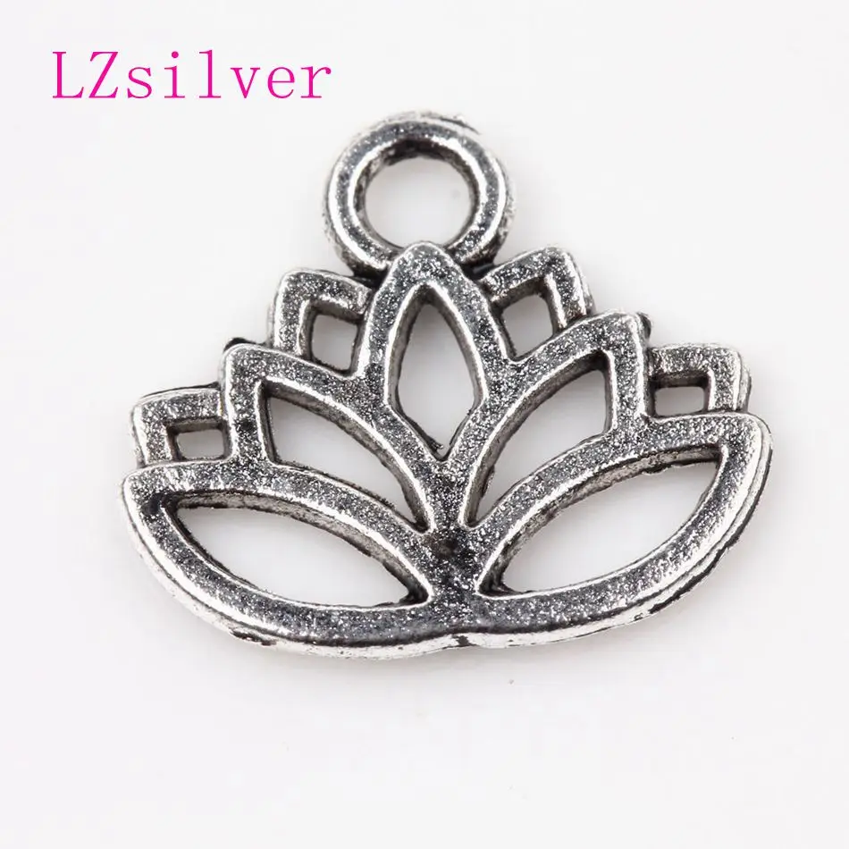 Wholesale 200Pcs Tibet Silver Lotus Flower Shape Charms Pendants 16