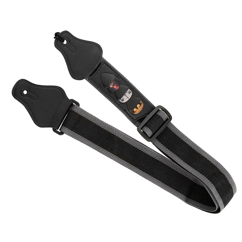 Hot Useful Guitar Bass Strap With Pick Holder Adajustable 