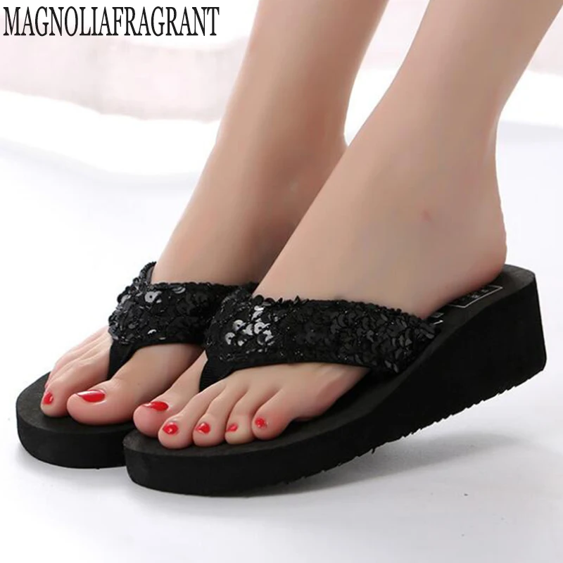 ladies wedge flip flops